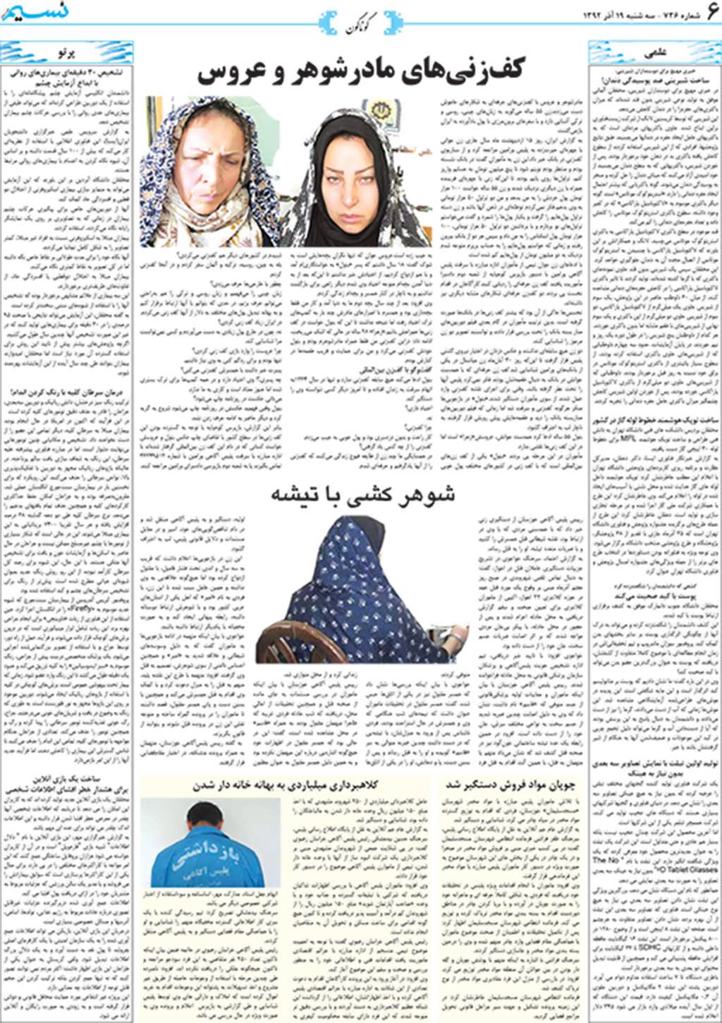 صفحه گوناگون روزنامه نسیم شماره 736